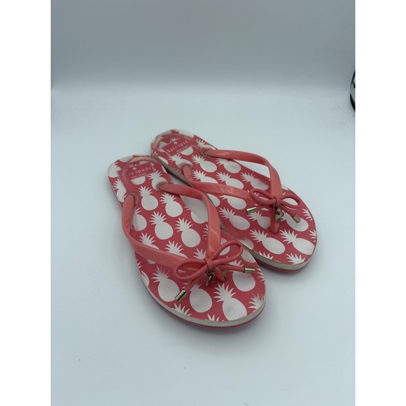 kate spade new york Shoes - Kate Spade Shoes Womens Size 7 Pink Pineapple Flip Flop Sandals Bow Rubber